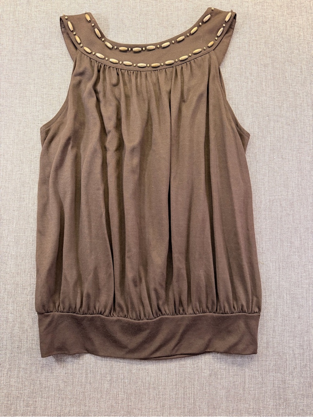 Michael Kors Brown Embellished Sleeveless Top Size Medium - Picture 2 of 7
